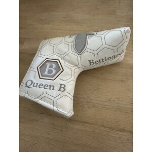 Bettinardi Queen B Putter Head Cover White Grey & Gold Embroidered Bee & Crown